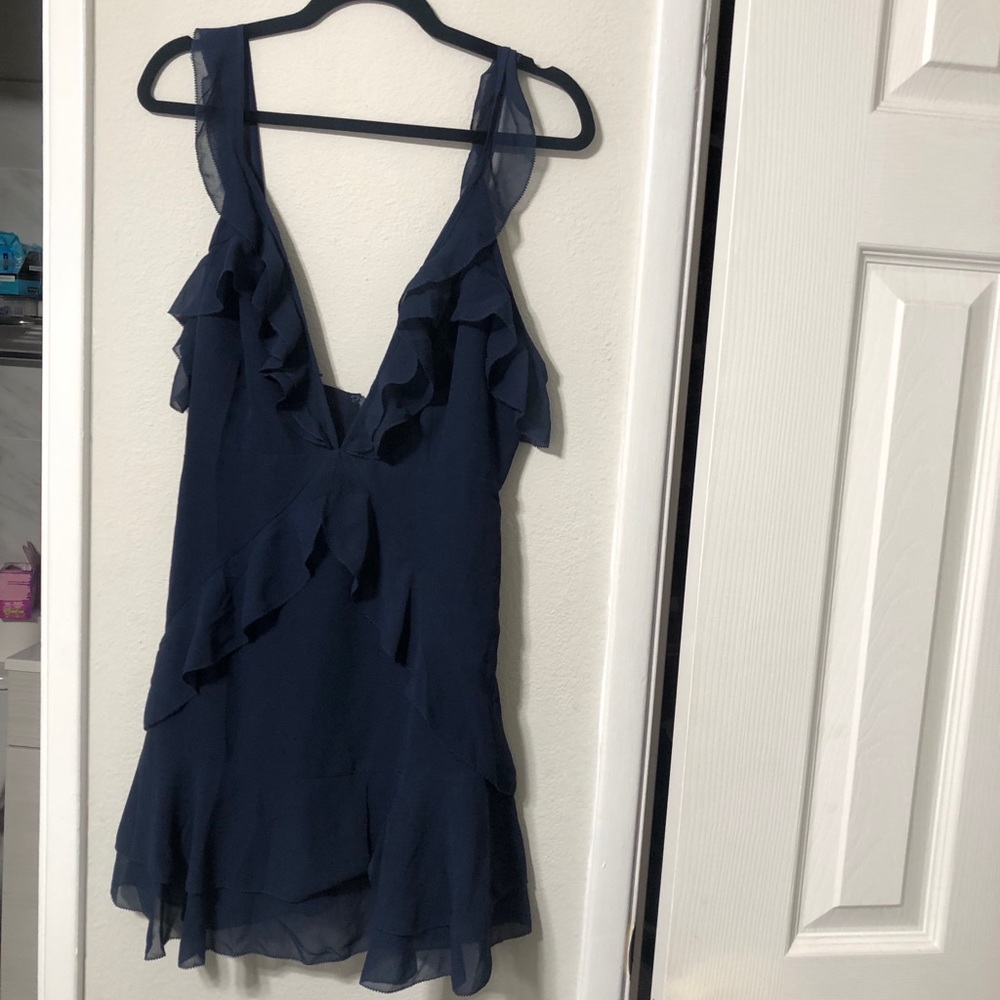 NWT Storia mini dress with detailed edges Navy